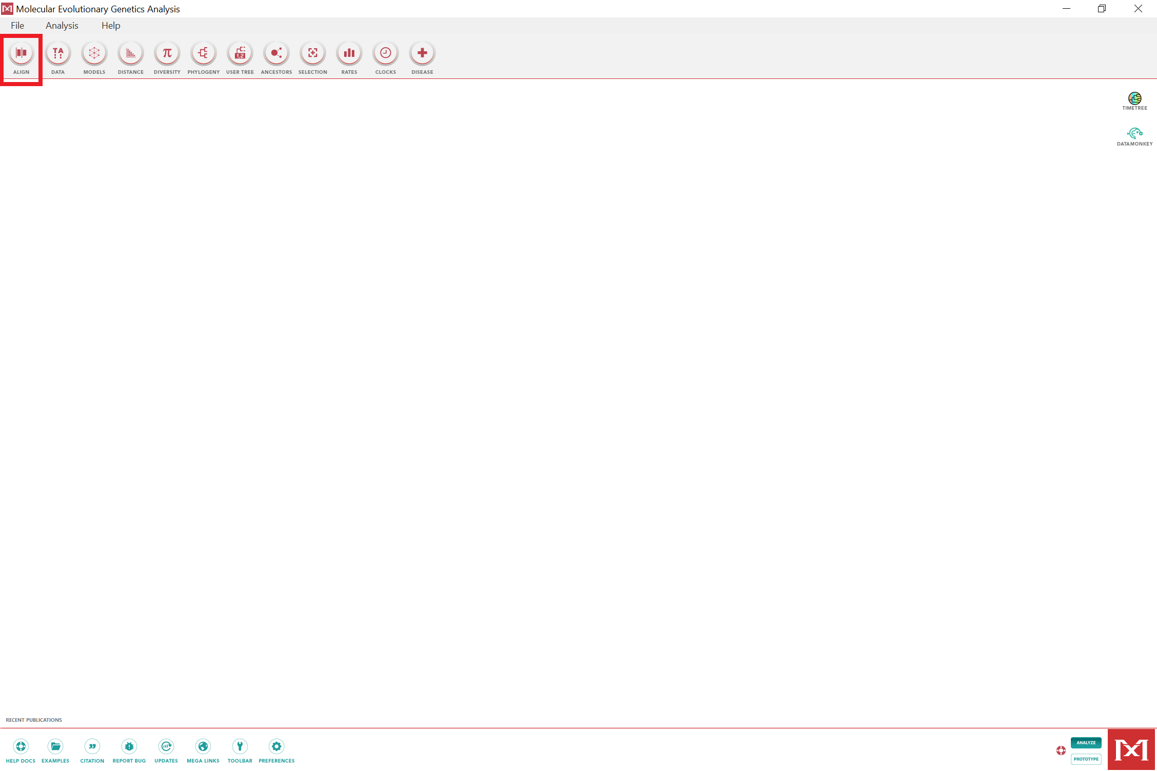 MEGA application open with red box around Align