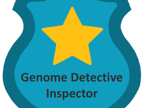 Image of a cartoon genome detective inspector badge.